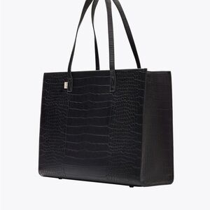 BEIS Black Crocodile-Embossed Tote Bag